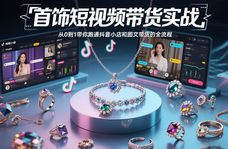 首饰短视频带货实战，从0到1带你跑通抖音小店和图文带货的全流程-轻创星球网