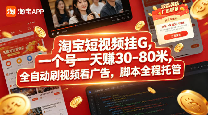 淘宝短视频挂G，一个号一天 賺30-80米，全自动刷视频看广告，脚本全程托管【揭秘】-轻创星球网