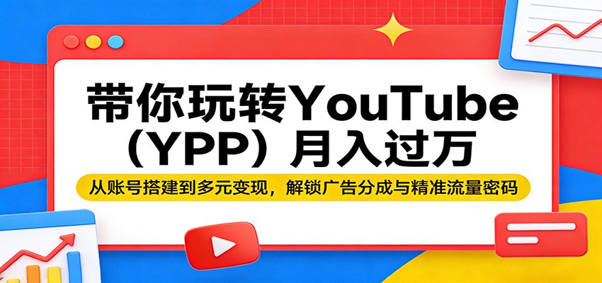 带你玩转YouTube(YPP)月入过万：从账号搭建到多元变现，解锁广告分成与精准流量密码-轻创星球网