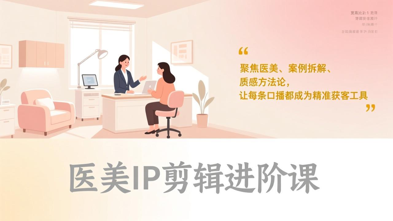 医美IP剪辑进阶课，聚焦医美、案例拆解、质感方法论，让每条口播都成为精准获客工具-轻创星球网
