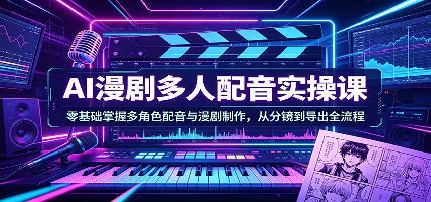 AI漫剧多人配音实操课：零基础掌握多角色配音与漫剧制作，从分镜到导出全流程-轻创星球网
