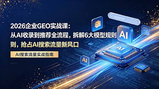 2026 企业GEO实战课：从AI收录到推荐全流程，拆解6大模型规则，抢占 AI 搜索流量新风口-轻创星球网