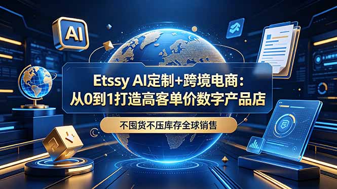 Etsy AI定制+跨境电商：从0到1打造高客单价数字产品店，不囤货不压库存全球销售-轻创星球网