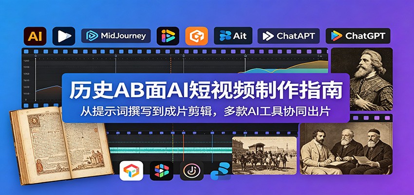 历史AB面AI短视频制作指南：从提示词撰写到成片剪辑，多款AI工具协同出片-轻创星球网