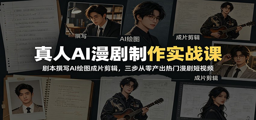 真人AI漫剧制作实战课：剧本撰写AI绘图成片剪辑，三步从零产出热门漫剧短视频-轻创星球网