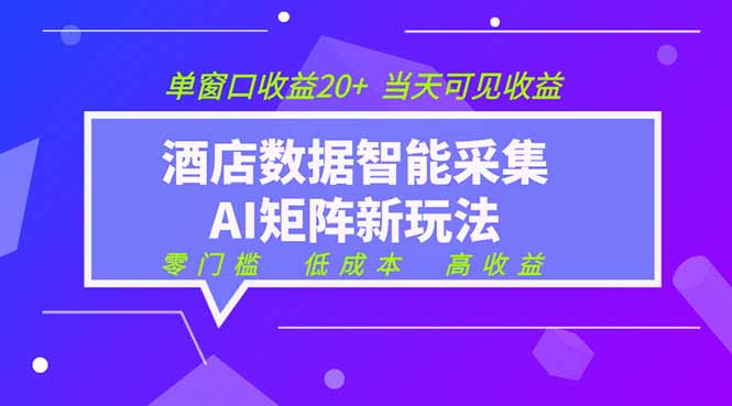 2026酒店数据采集ai智能矩阵新风口  低成本   高收益   当天见收益   单窗口20+-轻创星球网