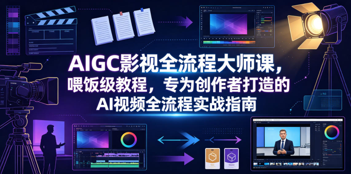 AIGC影视全流程大师课，喂饭级教程，专为创作者打造的AI视频全流程实战指南-轻创星球网