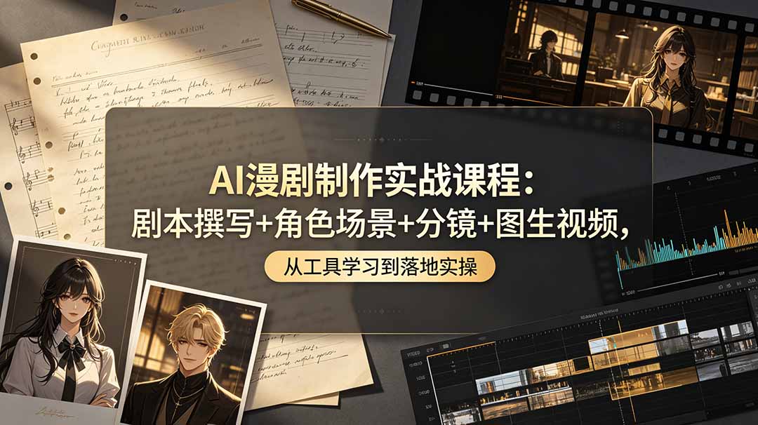AI漫剧制作实战课程：剧本撰写+角色场景+分镜+图生视频，从工具学习到落地实操-轻创星球网
