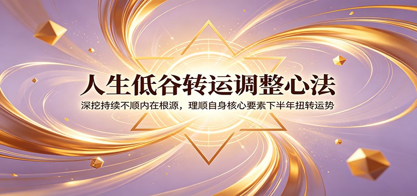 人生低谷转运调整心法：深挖持续不顺内在根源，理顺自身核心要素下半年扭转运势-轻创星球网