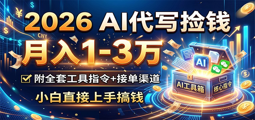 2026 AI代写捡钱，月入1-3万，附全套工具指令+接单渠道，小白直接上手搞钱-轻创星球网