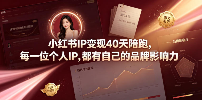 小红书IP变现40天陪跑，每一位个人IP，都有自己的品牌影响力-轻创星球网