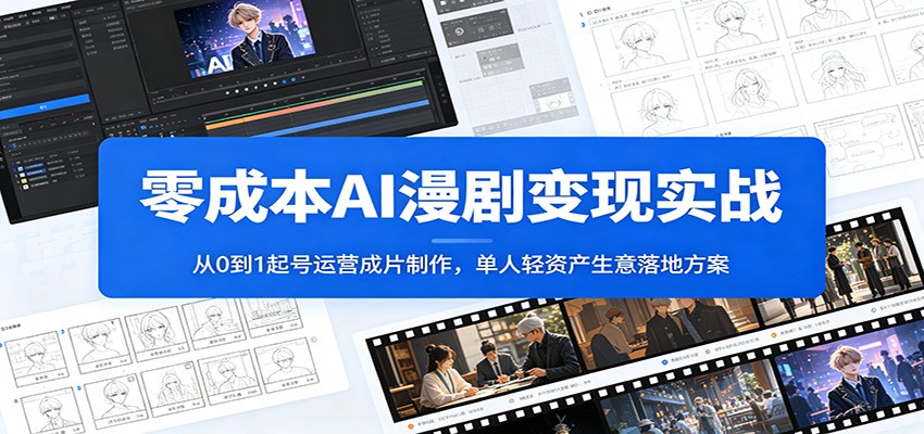 零成本AI漫剧变现实战：从0到1起号运营成片制作，单人轻资产生意落地方案-轻创星球网