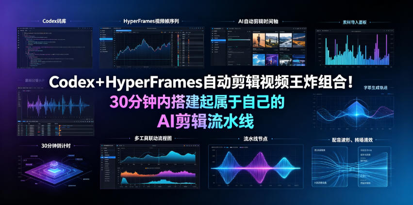 Codex＋HyperFrames自动剪辑视频王炸组合！30分钟内搭建起属于自己的AI剪辑流水线(完整版实操教程手册)-轻创星球网
