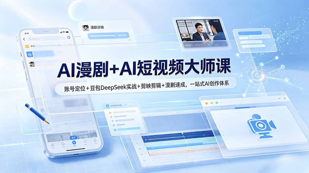 AI漫剧+AI短视频大师课：账号定位+豆包DeepSeek实战+剪映剪辑+漫剧速成，一站式AI创作体系-轻创星球网