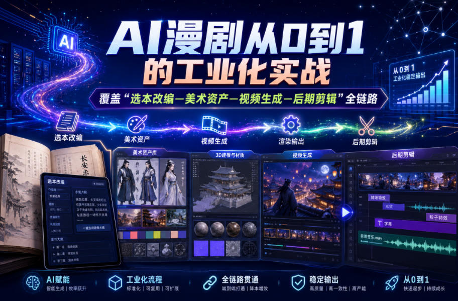 AI漫剧从0到1的工业化实战，覆盖“选本改编—美术资产—视频生成—后期剪辑”全链路(更新6月)-轻创星球网