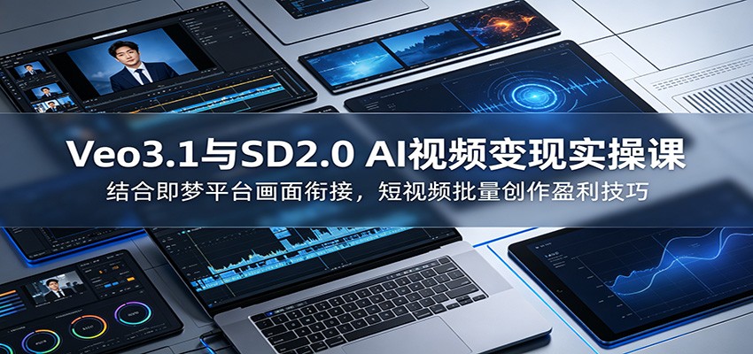 Veo3.1与SD2.0 AI视频变现实操课课：结合即梦平台画面衔接，短视频批量创作盈利技巧-轻创星球网