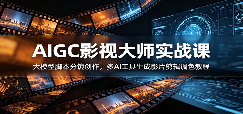 AIGC影视大师实战课：大模型脚本分镜创作，多AI工具生成影片剪辑调色教程-轻创星球网
