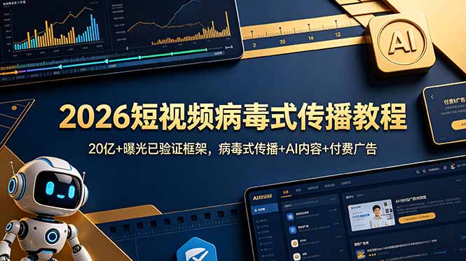2026短视频病毒式传播教程：20亿+曝光已验证框架，病毒式传播+AI内容+付费广告-轻创星球网