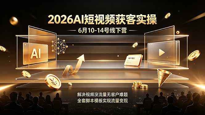 2026AI短视频获客实操6月10-14号线下营，解决视频没流量无客户难题，全套脚本模板实现流量变现-轻创星球网
