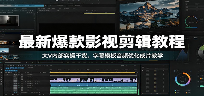 最新爆款影视剪辑教程：大V内部实操干货，字幕模板音频优化成片教学-轻创星球网