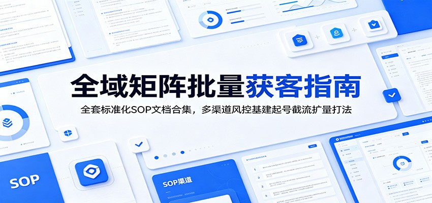 全域矩阵批量获客指南：全套标准化SOP文档合集，多渠道风控基建起号截流扩量打法-轻创星球网