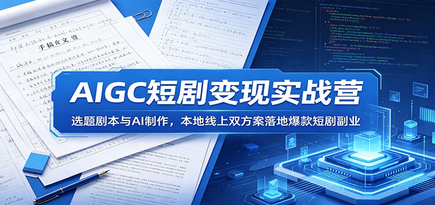 AIGC短剧变现实战营：选题剧本与AI制作，本地线上双方案落地爆款短剧副业-轻创星球网