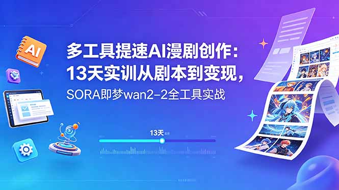 多工具提速AI漫剧创作：13天实训从剧本到变现，SORA即梦wan2-2全工具实战-轻创星球网