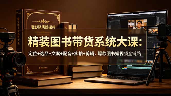 精装图书带货系统大课：定位+选品+文案+配音+实拍+剪辑，爆款图书短视频全链路-轻创星球网