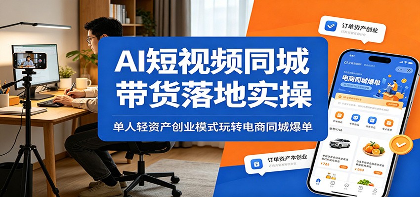 AI短视频同城带货落地实操：单人轻资产创业模式玩转电商同城爆单-轻创星球网