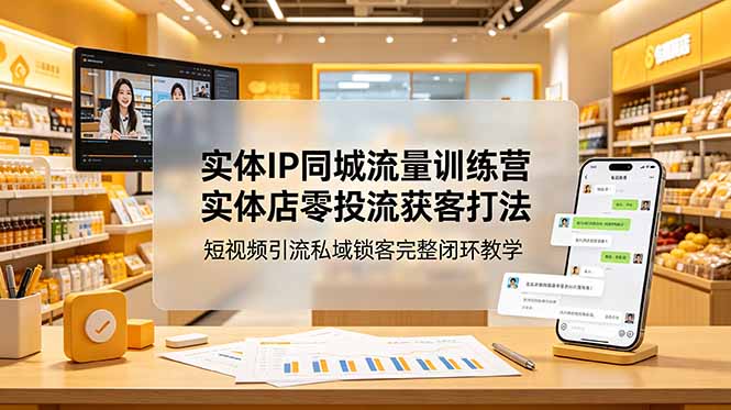 实体IP同城流量训练营：实体店零投流获客打法，短视频引流私域锁客完整闭环教学-轻创星球网