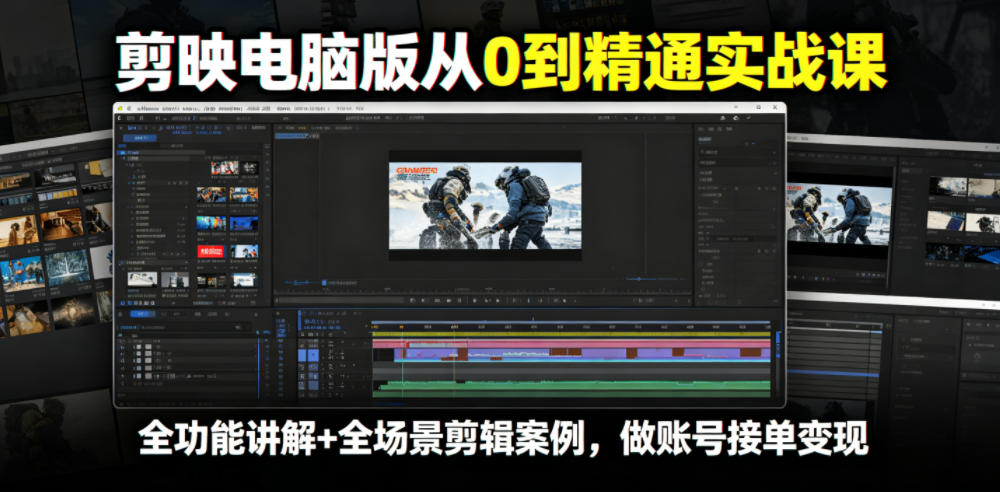 剪映电脑版从0到精通实战课，全功能讲解+全场景剪辑案例，做账号接单变现-轻创星球网