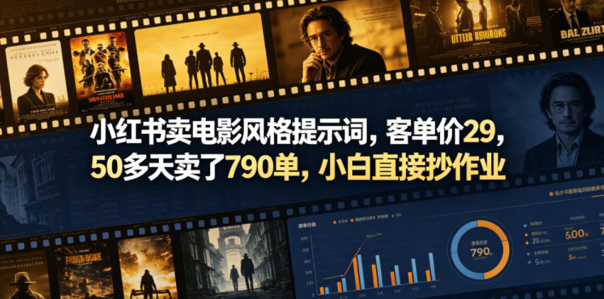 小红书卖电影风格提示词，客单价29，50多天卖了790单，小白直接抄作业！-轻创星球网