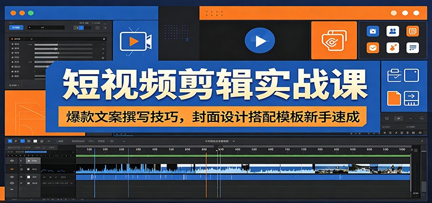 短视频剪辑实战课：爆款文案撰写技巧，封面设计搭配模板新手速成-轻创星球网