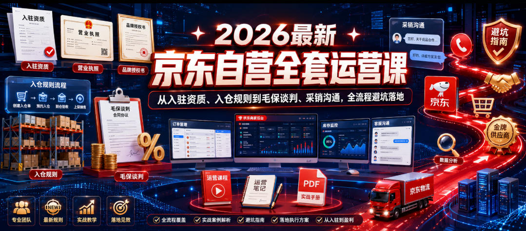 2026最新京东自营全套运营课，从入驻资质、入仓规则到毛保谈判、采销沟通，全流程避坑落地-轻创星球网