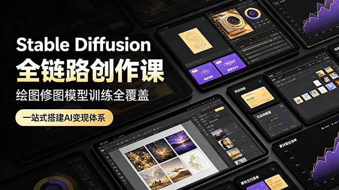 Stable Diffusion全链路创作课，绘图修图模型训练全覆盖，一站式搭建AI变现体系-轻创星球网