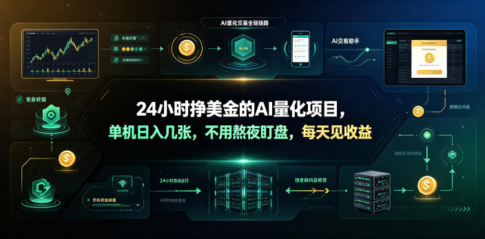 24小时挣美金的AI量化项目，单机日入几十美刀，不用熬夜盯盘，每天见收益【揭秘】-轻创星球网