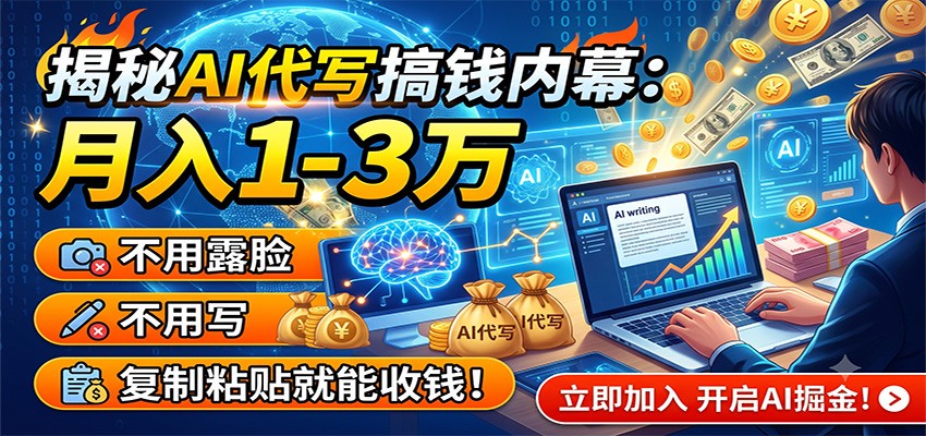 揭秘AI代写搞钱内幕：月入1-3万，不用露脸不用写，复制粘贴就能收钱！-轻创星球网