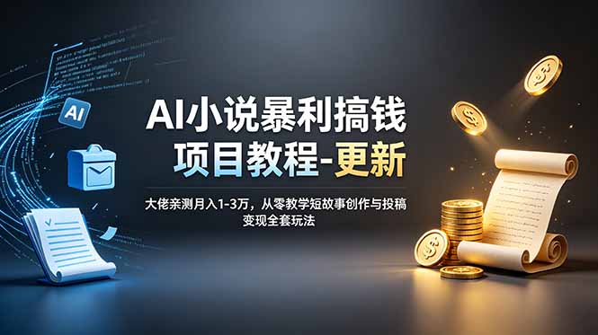 AI小说暴利搞钱项目教程-更新，大佬亲测月入1-3万，从零教学短故事创作与投稿变现全套玩法-轻创星球网