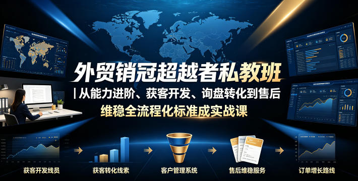 外贸销冠超越者私教班｜从能力进阶、获客开发、询盘转化到售后维稳全流程标准化成交实战课-轻创星球网