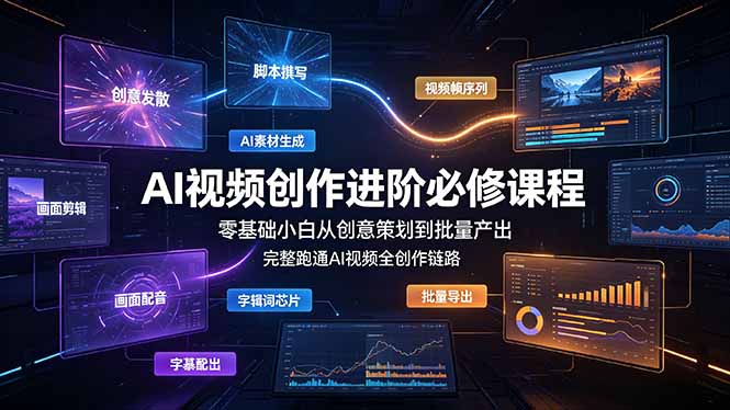 AI视频创作进阶必修课程：零基础小白从创意策划到批量产出，完整跑通AI视频全创作链路-轻创星球网