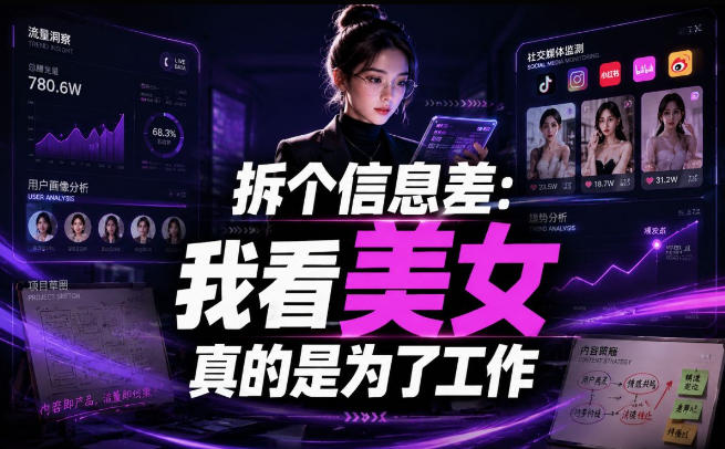 【理直气壮】我给看美女找了一个非常恰当的理由，信息差项目-轻创星球网
