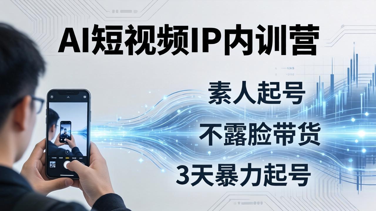 2026AI短视频IP内训营-更新：从素人起号到不露脸带货，3天暴力起号全流程拆解-轻创星球网