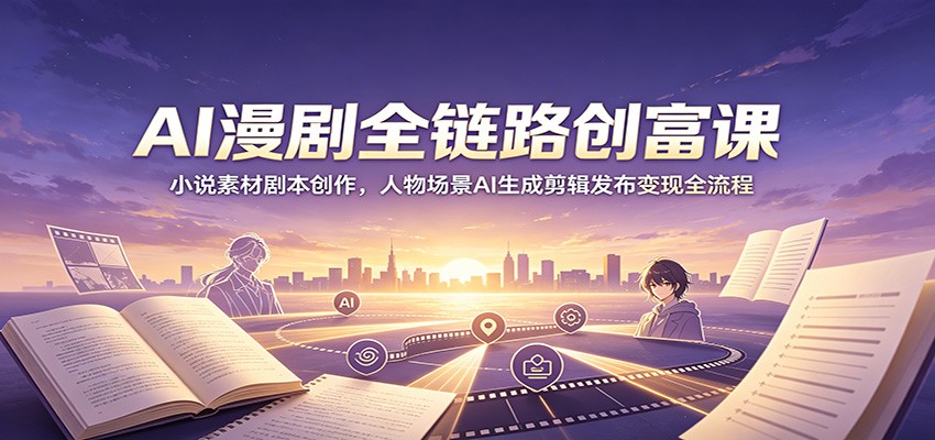 AI漫剧全链路创富课：小说素材剧本创作，人物场景AI生成剪辑发布变现全流程-轻创星球网