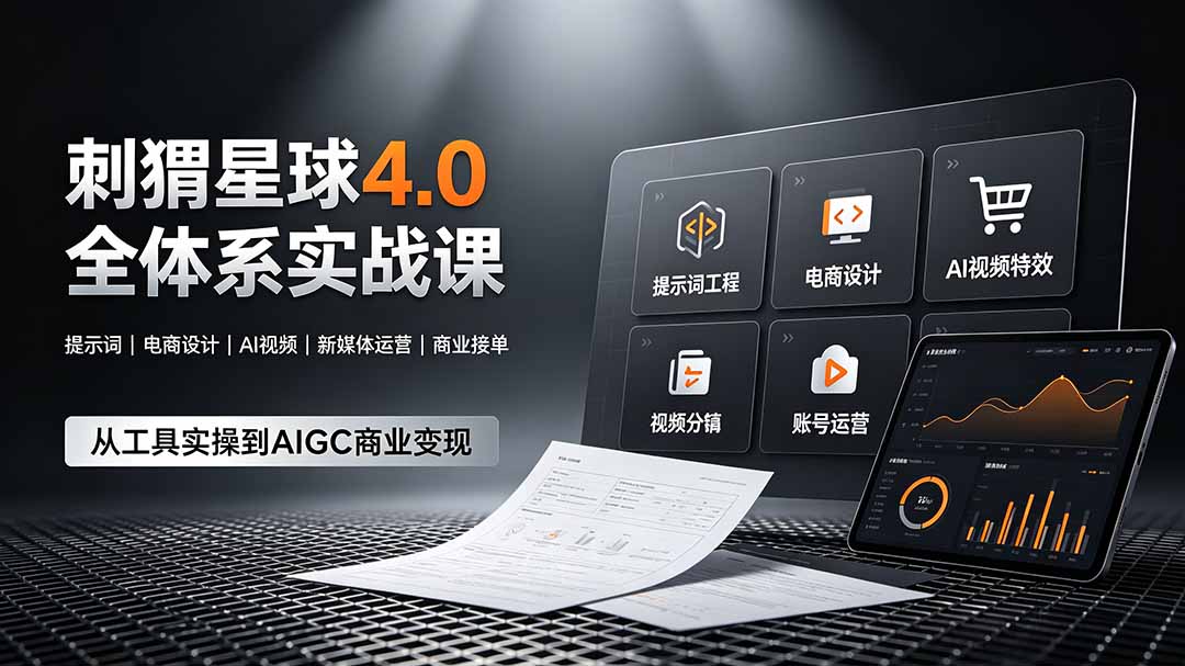 刺猬星球4.0全体系实战课，覆盖提示词工程、电商设计、AI视频特效与新媒体运营，一站式掌握AIGC商业核心技能-轻创星球网