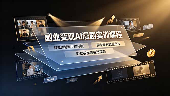 副业变现AI漫剧实训课程，智能体辅助生成分镜，参考素材批量出片，轻松制作流量短视频-轻创星球网