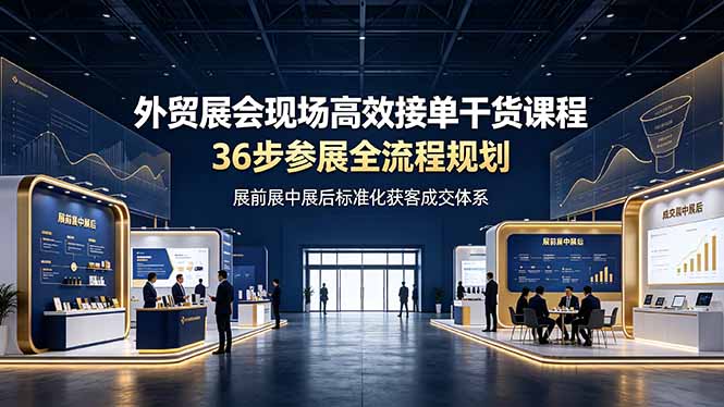外贸展会现场高效接单干货课程，36步参展全流程规划，展前展中展后标准化获客成交体系-轻创星球网