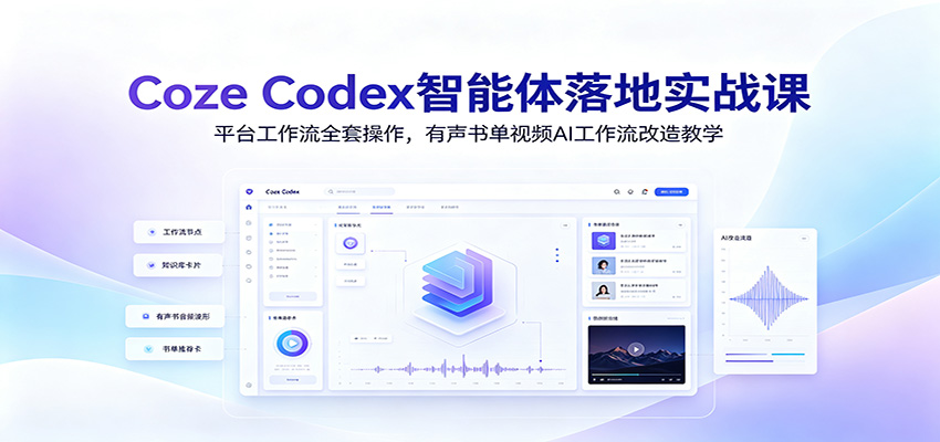 Coze Codex智能体落地实战课：平台工作流全套操作，有声书单视频AI工作流改造教学-轻创星球网