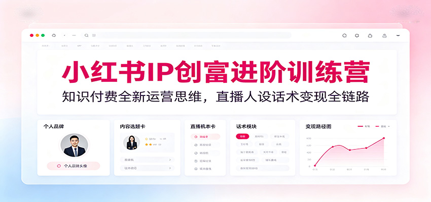 小红书IP创富进阶训练营：知识付费全新运营思维，直播人设话术变现全链路-轻创星球网
