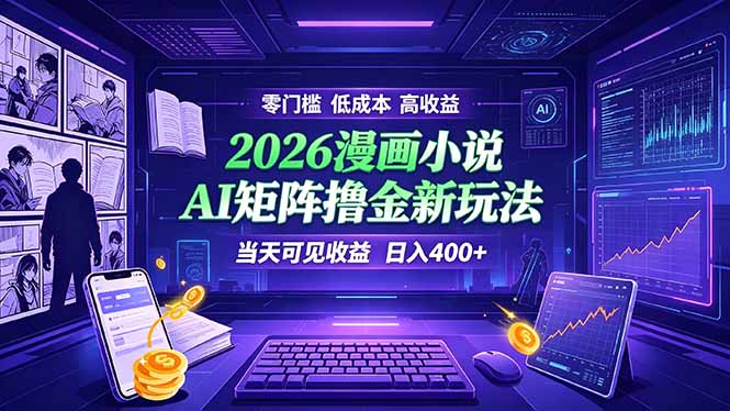 爆款小说漫画大阅读 ai矩阵操作 当天可见收益 日入400+ 零门槛 高收益-轻创星球网