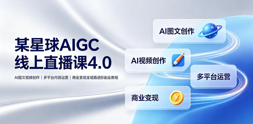 某星球AIGC线上直播课4.0｜AI图文视频创作、多平台内容运营、商业变现全链路进阶副业教程-轻创星球网